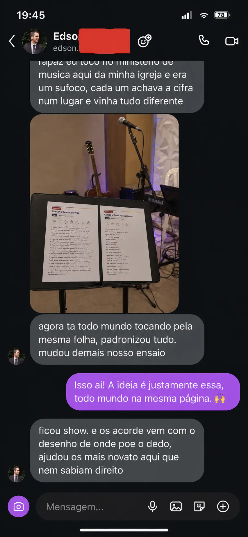 Depoimento de cliente no Instagram
